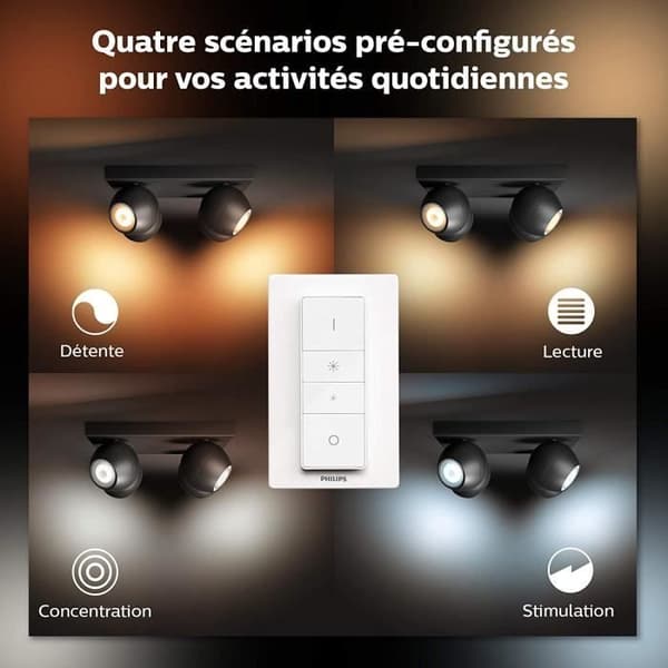 Philips Hue White Ambiance BUCKRAM Spiral takspotlight 4x5,5W - Vit (fjärrkontroll ingår), Bluetooth-kompatibel