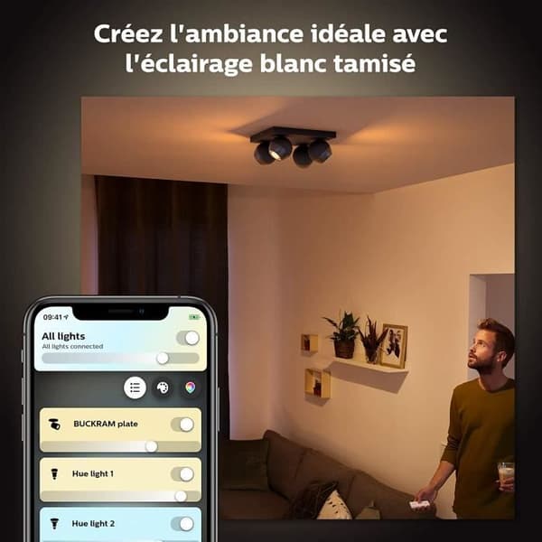 Philips Hue White Ambiance BUCKRAM Spiral takspotlight 4x5,5W - Vit (fjärrkontroll ingår), Bluetooth-kompatibel