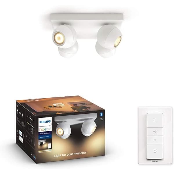 Philips Hue White Ambiance BUCKRAM Spiral takspotlight 4x5,5W - Vit (fjärrkontroll ingår), Bluetooth-kompatibel