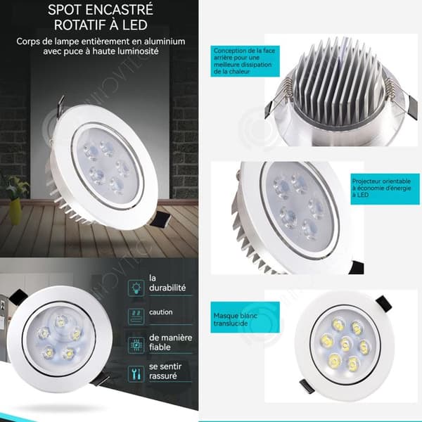 INN LED infälld spotlight 12W kall vit spot super ljus infälld taklampa hög kall vit färg justerbar rund lampa