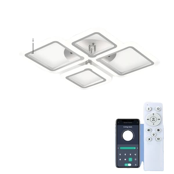 Loftlampe, 4 Hovedmuligheder, Dæmpbar LED-belysning,4 Hoveder, APP med RC Dæmpbar
