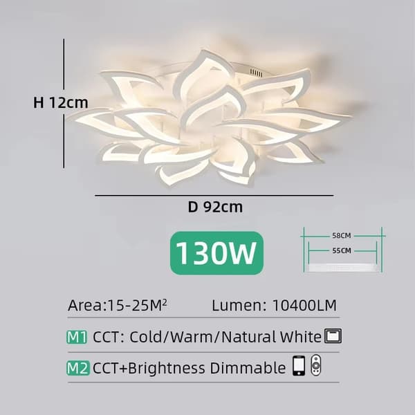 LED Taklampor, Dimbar med APP & Fjärrkontroll, Modern Stil,Vit 14 kronblad, APP med RC Dimmable