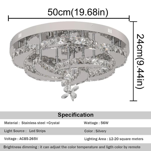 Kristallkrona, Dimbar LED-belysning, Modern heminredning,Ljusstyrka dämpning, stil 1