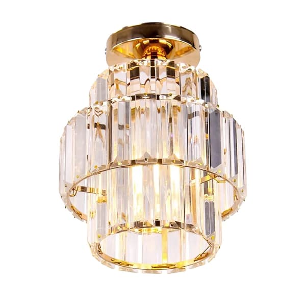 Loftlampe, Justerbart Lys, Elegant Krystal Design,Type A-Guld, Kold Hvid