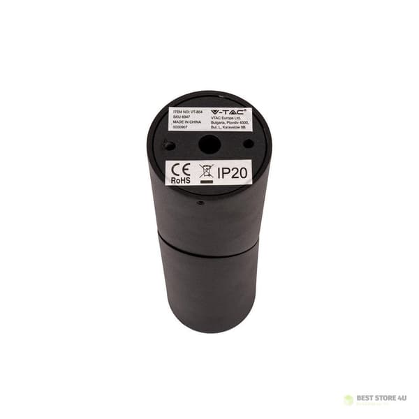 V-TAC Aluminium GU10 Rund Ytmonterad Lysrör Svart VT-804 3 Års Garanti