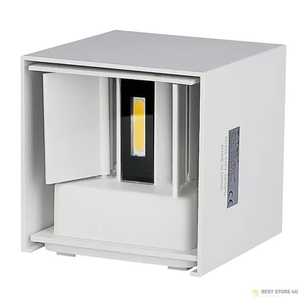 V-TAC 5W seinävalaisin ylös ja alas säädettävä valkoinen neliö IP65 Bridgelux VT-759-W 3000K 700lm