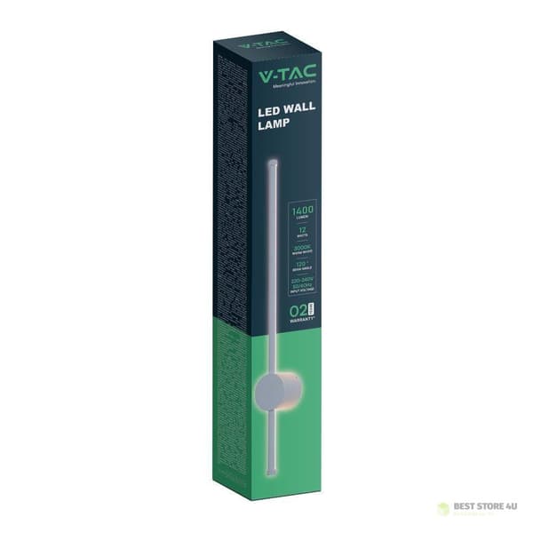LED vægmonteret væglampe V-TAC 12W IP65 hvid 63cm VT-11112-W 4000K 1590lm