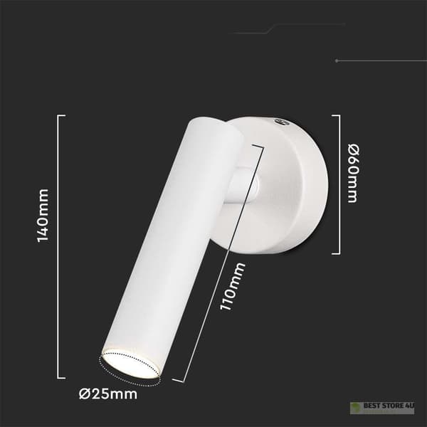 LED V-TAC 2W væglampe hotelseng hvid VT-412 4000K 150lm