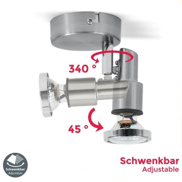 LED taklampa - B.K.Licht - Aurel 1 - 1 Justerbar Spot - IP44 - 5W GU10 - 400 Lumen