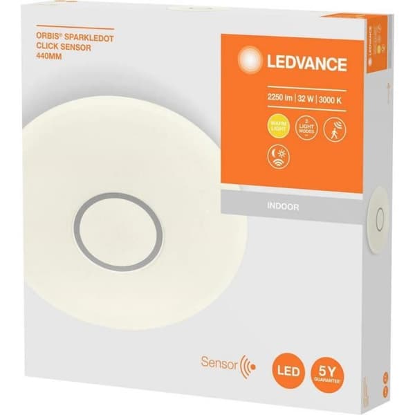 LED-taklampa med LEDVANCE Orbis rörelsedetektor 4058075472891 Integrerad LED-effekt: 32 W varmvit
