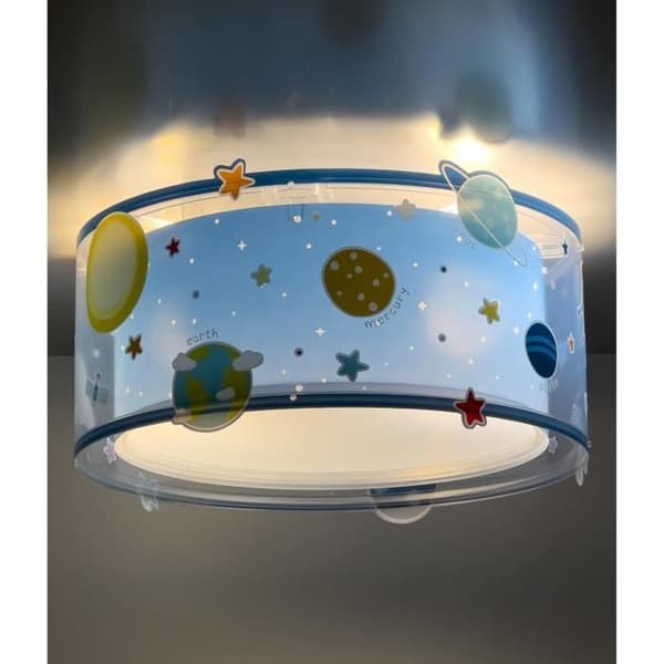 DALBER Planets Taklampa - Planetmönster, L 33 cm, H 17 cm, Blå - Barnrum