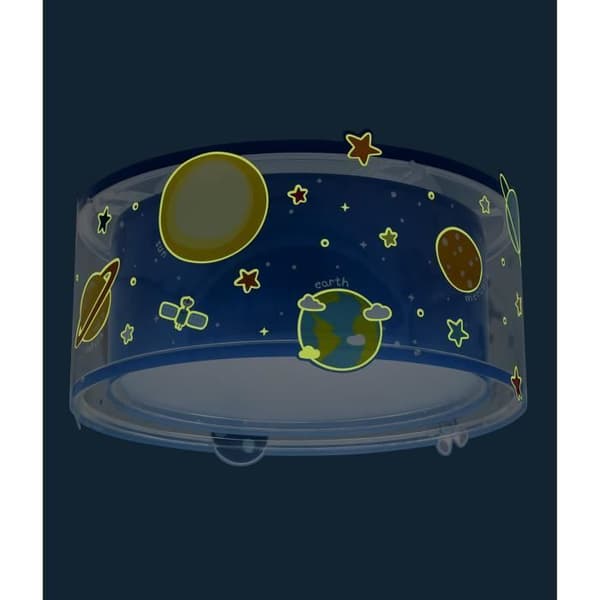 DALBER Planets Taklampa - Planetmönster, L 33 cm, H 17 cm, Blå - Barnrum