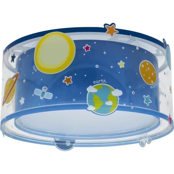 DALBER Planets Taklampa - Planetmönster, L 33 cm, H 17 cm, Blå - Barnrum Blå