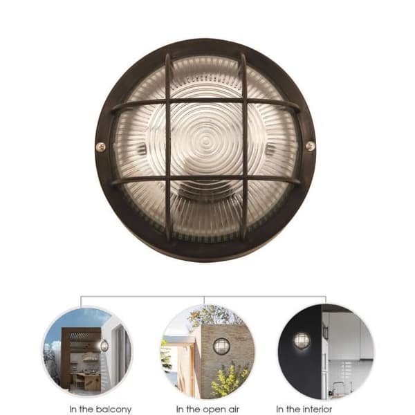 Taklampa utomhus - VELAMP - BUBBLA - Runt hyttventil - IP44 - E27 max 60W - Svart