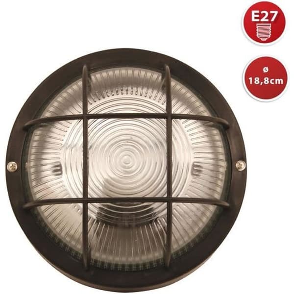 Taklampa utomhus - VELAMP - BUBBLA - Runt hyttventil - IP44 - E27 max 60W - Svart