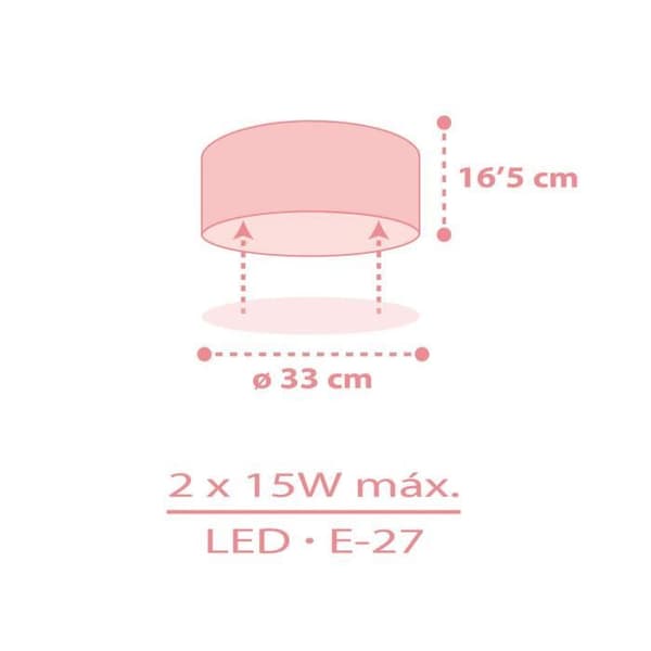 Taklampa - DALBER - Star Light - Stjärnmönster - Rosa - L 33 cm - H 17 cm