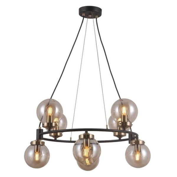 Hängande taklampa - Italux - Galvez - 8 E14-lampor - Stål och glas - Diameter 62 cm