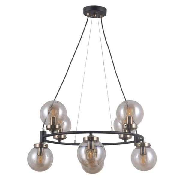 Hängande taklampa - Italux - Galvez - 8 E14-lampor - Stål och glas - Diameter 62 cm