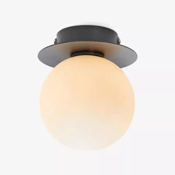 MINI-Plafonnier för badrum Metall-Glas Opalin 10cm Svart Markslöjd