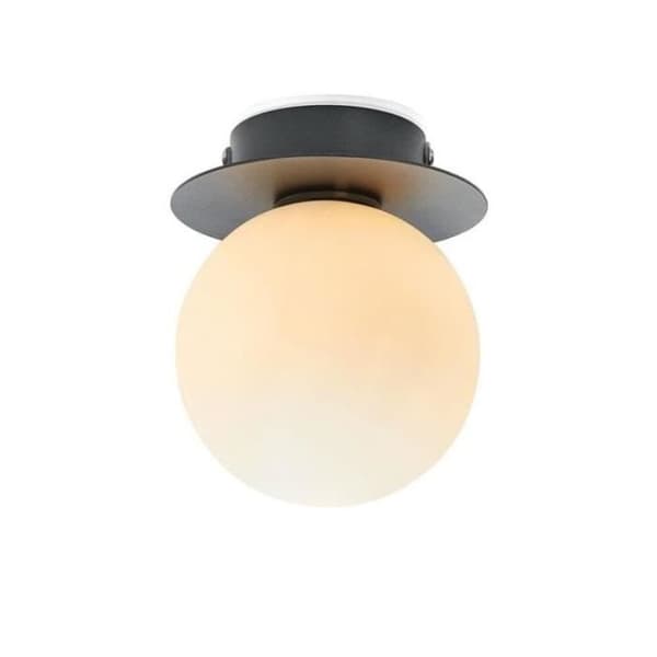 MINI-Plafonnier för badrum Metall-Glas Opalin 10cm Svart Markslöjd