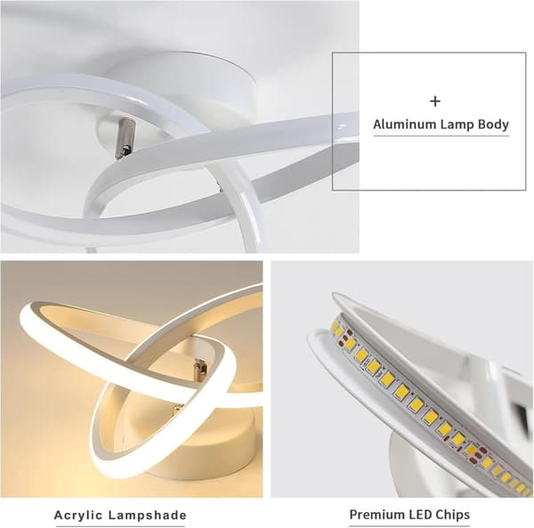 OBOSOE Modern LED-Taklampa 22W, 2500LM, Klöverform, Varmvitt 3000K, 25 cm