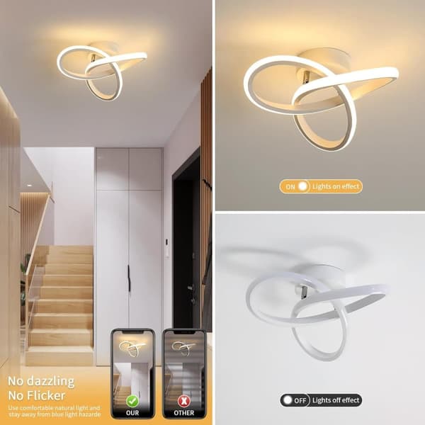 OBOSOE Modern LED-Taklampa 22W, 2500LM, Klöverform, Varmvitt 3000K, 25 cm