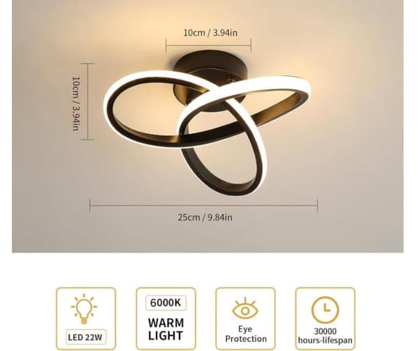 Moderne LED loftslampe, 22W, 2500LM, Kløverformet, 26 cm
