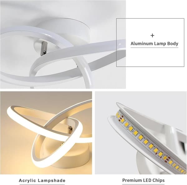 Moderne LED loftslampe, 22W, 2500LM, Kløverformet, 26 cm