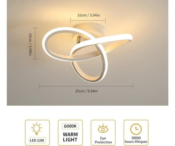 Moderne LED loftslampe, 22W, 2500LM, Kløverformet, 26 cm