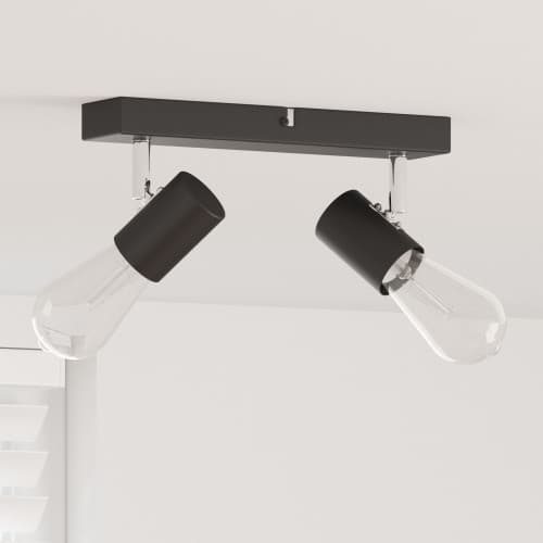 takspotlight 2-vägs justerbar svart E27