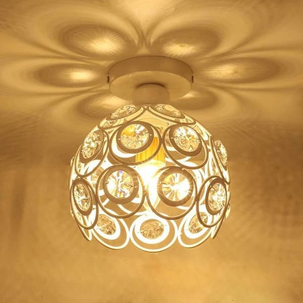 Takplafonder - 20 cm - Vit - E27 - Kristallmetall Taklampa - för vardagsrum, sovrum, korridor