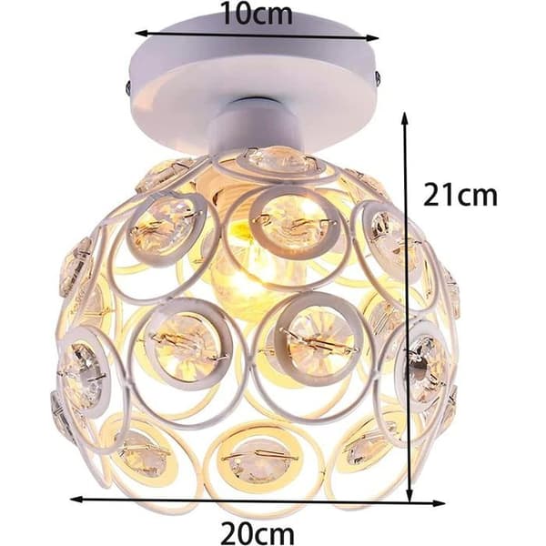 Takplafonder - 20 cm - Vit - E27 - Kristallmetall Taklampa - för vardagsrum, sovrum, korridor
