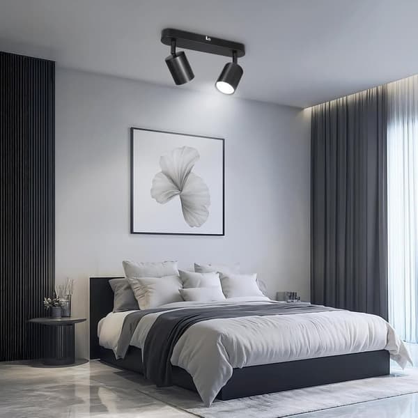 Deckenstrahler LED 2 Flammig - Deckenlampe Schwarz Strahler inom GU10 - LED Deckenleuchte Schwarz Spot - Wandstrahler Deckenspot für Wohnzimmer Schla