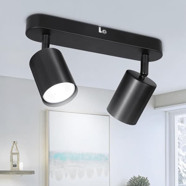 Deckenstrahler LED 2 Flammig - Deckenlampe Schwarz Strahler inom GU10 - LED Deckenleuchte Schwarz Spot - Wandstrahler Deckenspot für Wohnzimmer Schla