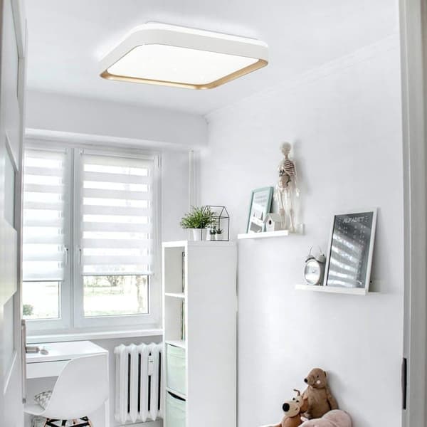 Bomclap Dæmpbart LED Loft i Hvid - 30 cm Firkantet Loftslampe med Fjernbetjening - 27 W Soveværelseslamper & Køkkenbelysning