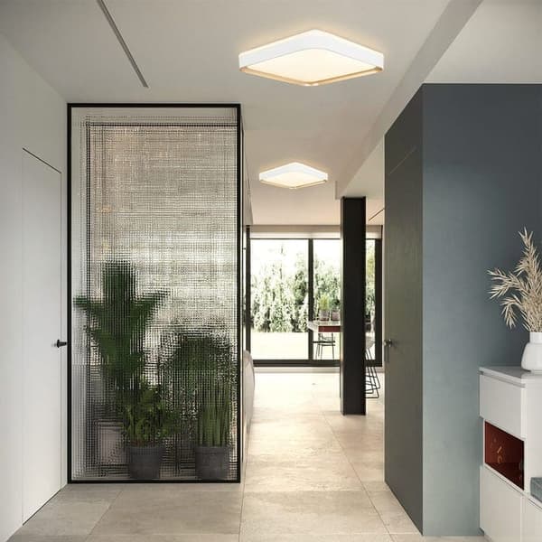 Bomclap Dæmpbart LED Loft i Hvid - 30 cm Firkantet Loftslampe med Fjernbetjening - 27 W Soveværelseslamper & Køkkenbelysning