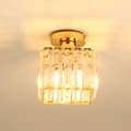 Miniatyrbillede 1 af 6: Bomclap Elegant Firkantet Guldfarvet Krystal Loftslampe - E27 Forsænket Lampe til Korridor, Kontor, Soveværelse, Køkken (Varmt Lys)
