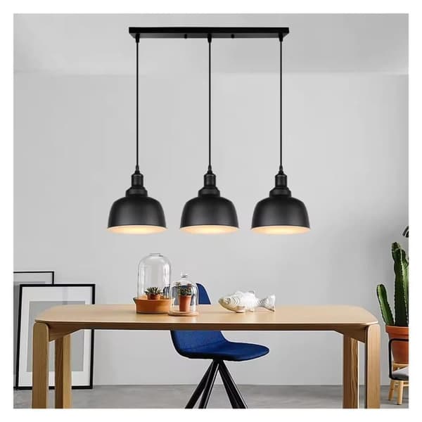 Bomclap Industriell Vintage Taklampa - Justerbar 1/3-armad Hänglampa i Svart Metall för Kök, Matsal & Sovrum 3 heads lenth