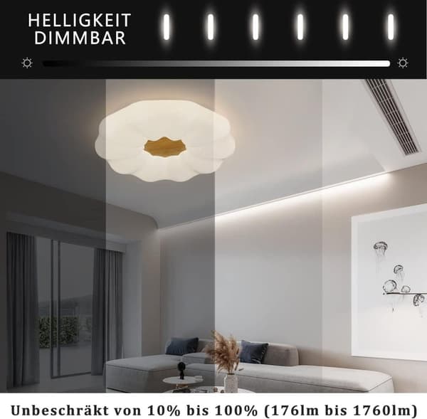 Bomclap Moderne Loftslampe med Stjernehimmel Effekt - 22W Dæmpbar Rundt LED Lys (40cm) med Fjernbetjening