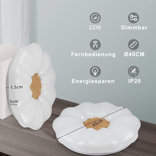 Bomclap Moderne Loftslampe med Stjernehimmel Effekt - 22W Dæmpbar Rundt LED Lys (40cm) med Fjernbetjening
