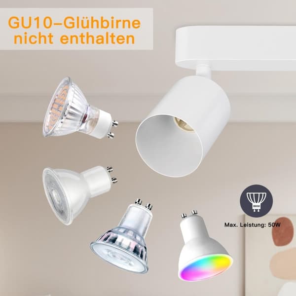 Bomclap Loftsspot LED 2 Lanterner - Sort Indendørs Loftsspot GU10 - Sort LED Loftsspot - Spotlight til salon, soveværelse, køkken - Film ikke inkl.