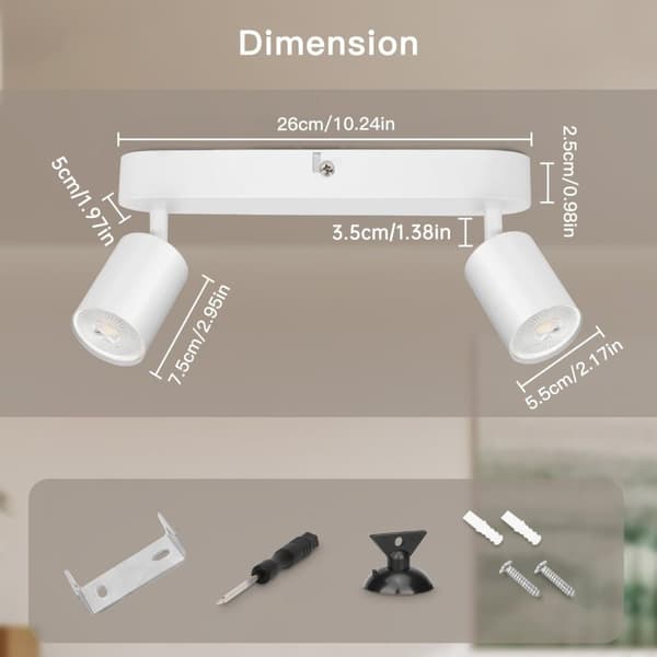 Bomclap Loftsspot LED 2 Lanterner - Sort Indendørs Loftsspot GU10 - Sort LED Loftsspot - Spotlight til salon, soveværelse, køkken - Film ikke inkl.