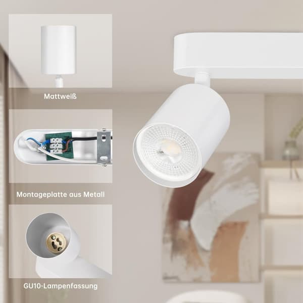 Bomclap Loftsspot LED 2 Lanterner - Sort Indendørs Loftsspot GU10 - Sort LED Loftsspot - Spotlight til salon, soveværelse, køkken - Film ikke inkl.