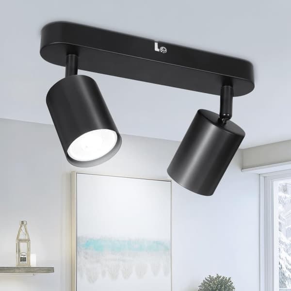 Bomclap Takspotlykta LED 2 Lyktor - Svart Takspotlykta Inomhus GU10 - Svart LED-Takspot - Våndspot/Takspot till Salong, sovrum, kök - Filmer Inte Inkl