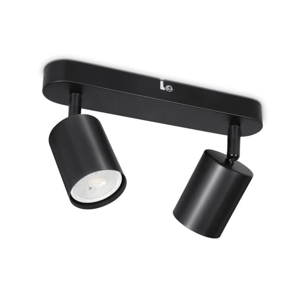 Bomclap Takspotlykta LED 2 Lyktor - Svart Takspotlykta Inomhus GU10 - Svart LED-Takspot - Våndspot/Takspot till Salong, sovrum, kök - Filmer Inte Inkl