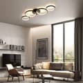 Miniatyrbillede 3 af 8: OBOSOE Modern LED loftslampe - dæmpbar med fjernbetjening | 55W, 88cm, Sort | 4 Lysarmaturer i moderne design