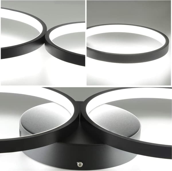OBOSOE Modern LED loftslampe - dæmpbar med fjernbetjening | 55W, 88cm, Sort | 4 Lysarmaturer i moderne design