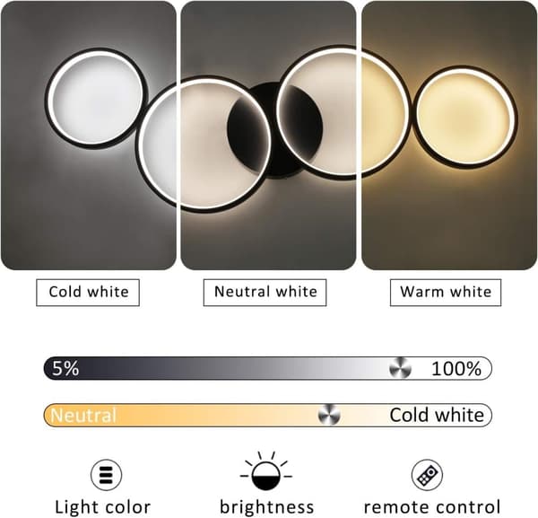 OBOSOE Modern LED loftslampe - dæmpbar med fjernbetjening | 55W, 88cm, Sort | 4 Lysarmaturer i moderne design