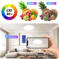 Miniatyrbillede 8 af 9: OBOSOE LED loftslampe – dæmpbar 3000K-6500K og RGB-farveskifter | Med fjernbetjening og timer | Ultra-flad Ø30cm til soveværelse, køkken og stue