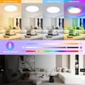 Miniatyrbillede 2 af 9: OBOSOE LED loftslampe – dæmpbar 3000K-6500K og RGB-farveskifter | Med fjernbetjening og timer | Ultra-flad Ø30cm til soveværelse, køkken og stue